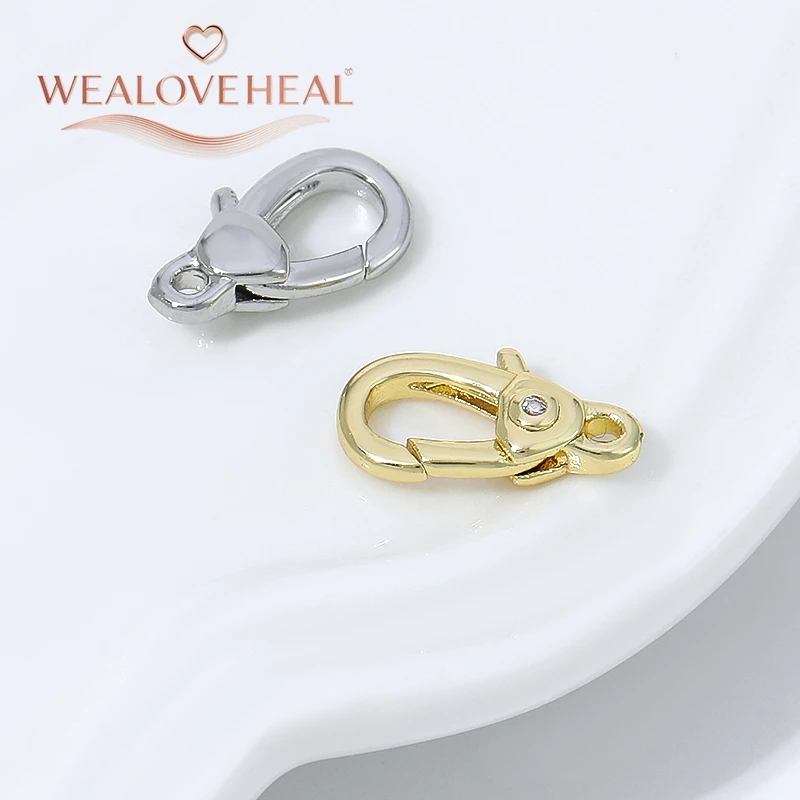 armband verschluss, 18K vergoldete Messing-Karabinerverschlüsse mit eingelegtem Zirkon, 11,5 mm Federhakenverschluss für DIY-Halsketten- und Armbandzubehör, Großhandel – Detail 20