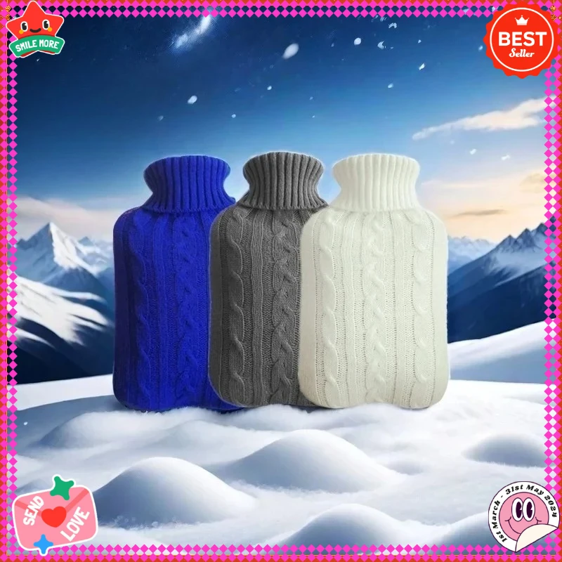 New comfortable plaid knitted hot water bottle cover, decorative soft knitted sleeve, suitable for standard hot water bottles