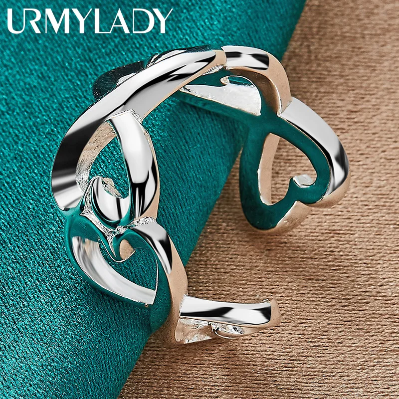 

URMYLADY 925 Sterling Silver Love Heart Ring For Women Wedding Party Fashion Charm Jewelry