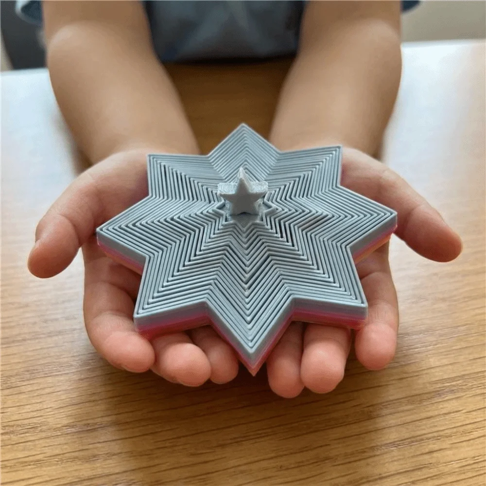 Spiral Octagonal Christmas Tree Spiral 3D Printed Relaxation Fractal Fidget Star Model Funny Stretching Expanded Sensory Model
