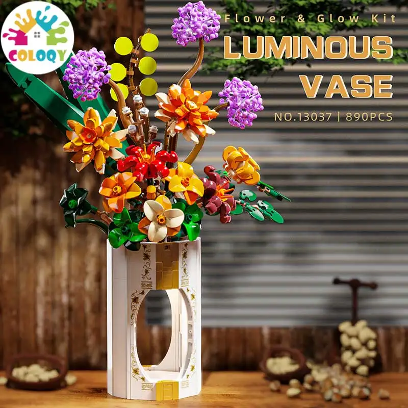 Plantes en pot en langage de fleurs, blocs de construction de fleurs, cadeaux pour enfants, assemblage de jouets pour filles, ornements de bureau, 13033 – 13069