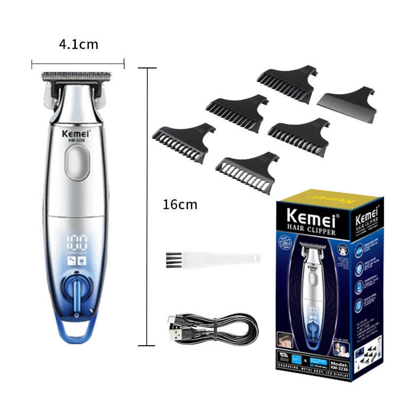 Kemei 3230 Professional Hair Trimmer For Men Electric Beard Hair Clipper Barber 7000RPM Rechargeable Haircut Machine LED display