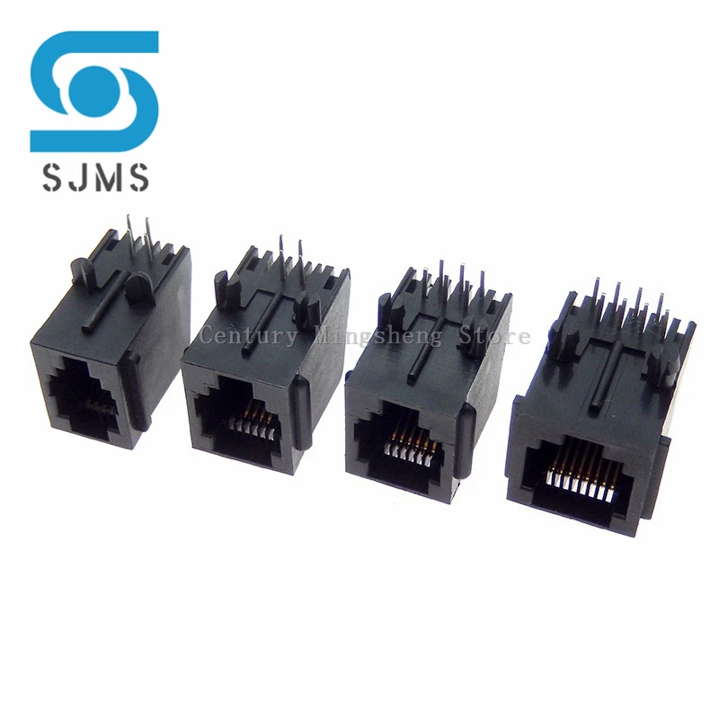 5PCS 5722 57 - 4P4C 6P6C 6P4C 8P8C RJ11  RJ12 Telephone socket Curve Pin Female hole phone connector 4pin 6pin 8pin PCB