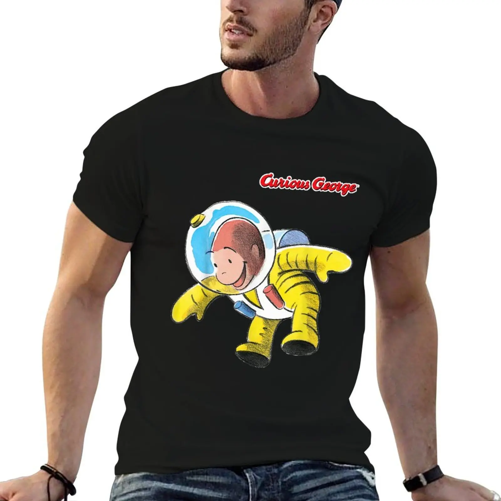 

Curious George Happy Astronaut Portrait T-Shirt t shirt men 100% cotton luxury brand funny t shirts man T-Shirt