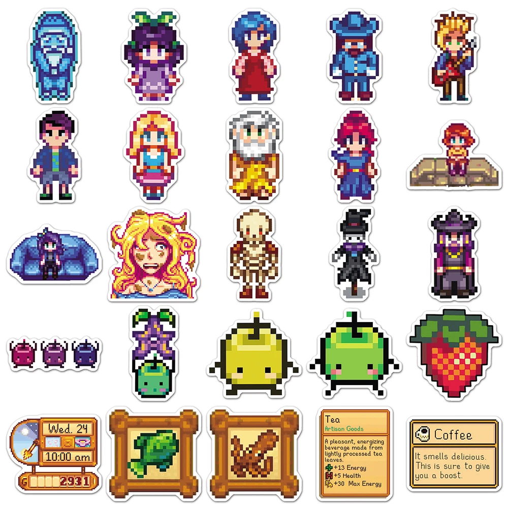 

10/30/50pcs Cartoon Stardew Valley Stickers Funny Game Graffiti Decals Laptop Luggage Guitar Phone Notebook Waterproof Sticker