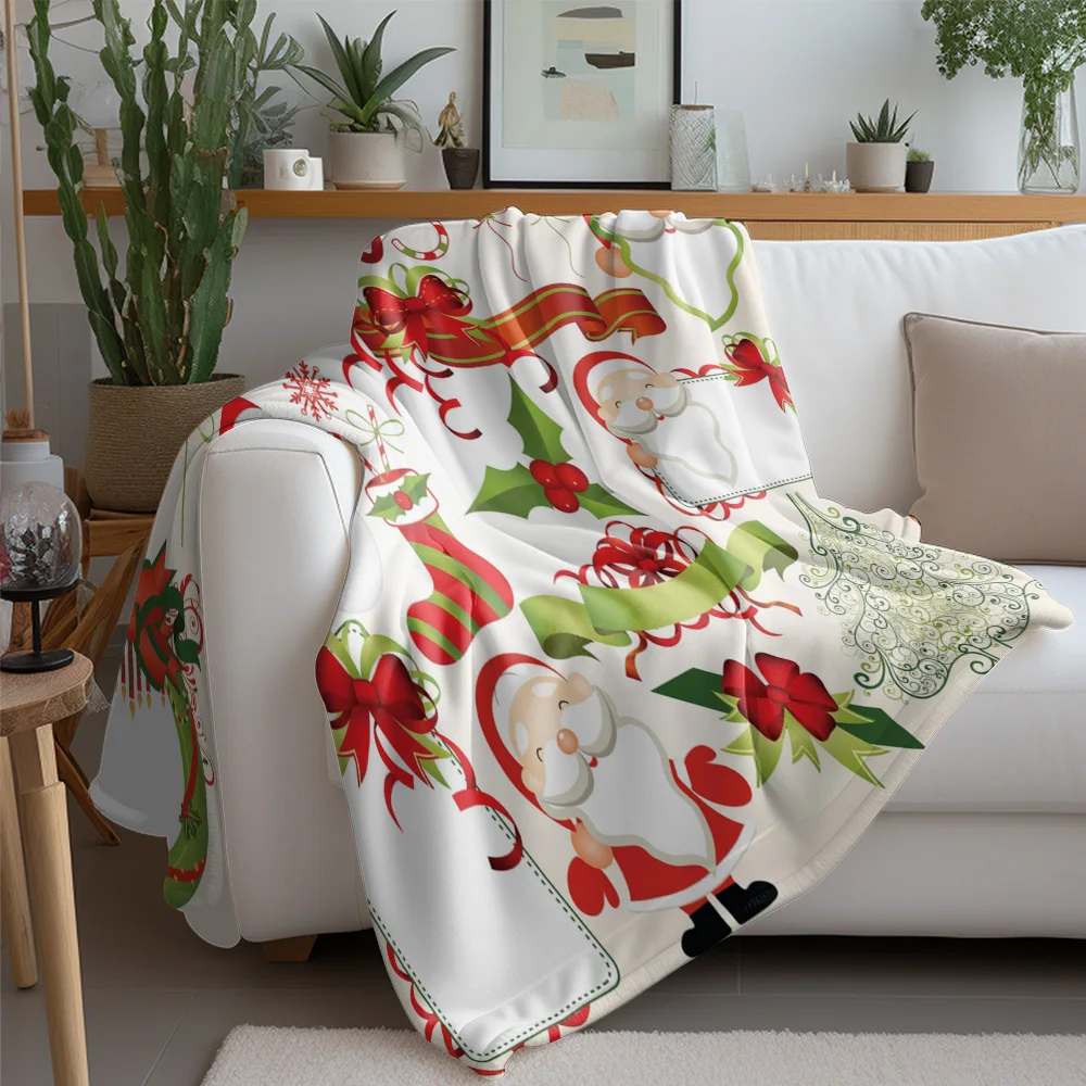 TU Cozy Christmas Throw Blanket Reversible Festive Holiday Flannel Fleece Warm Soft Home Decor Gift Farmhouse Style