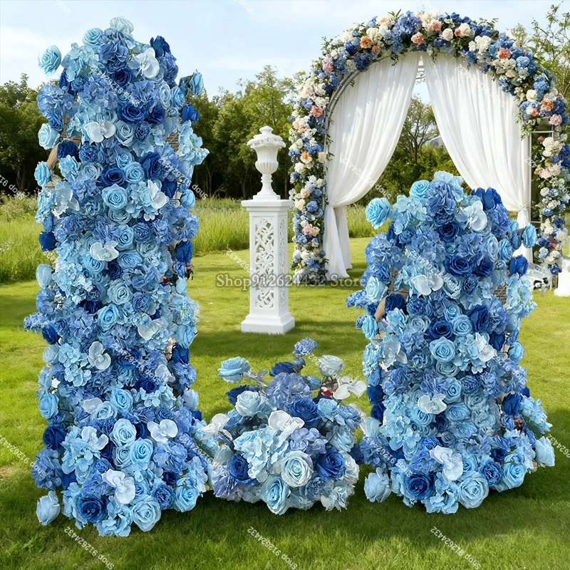

Новый роскошный королевский синий роза гортензия орхидея свадебный фон цветочная композиция пол цветочный шар банкет событие реквизит вечерние