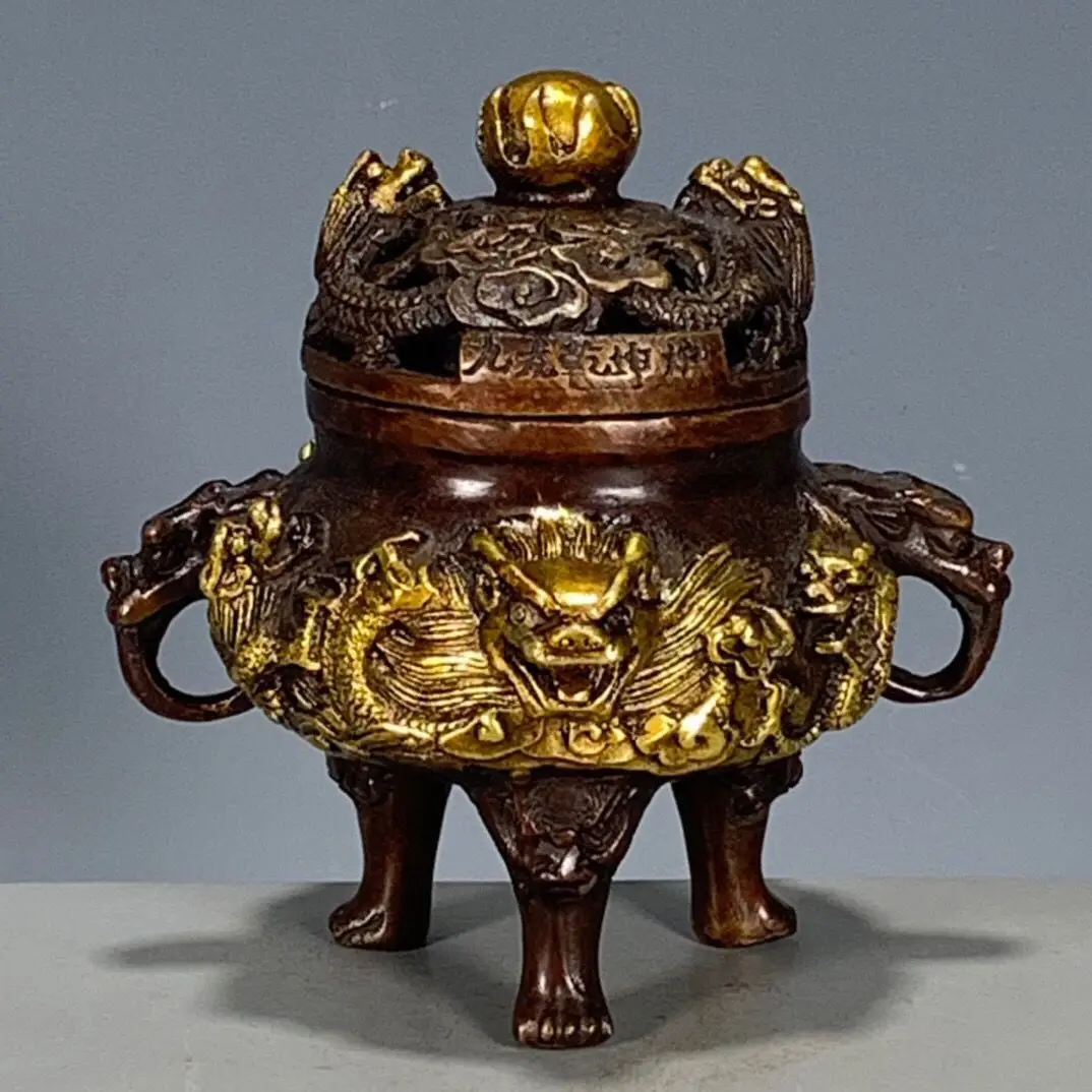 Auspicious pixiu three-legged dragon tripod Incense Burner Statue for Tea Home Decor Ornaments