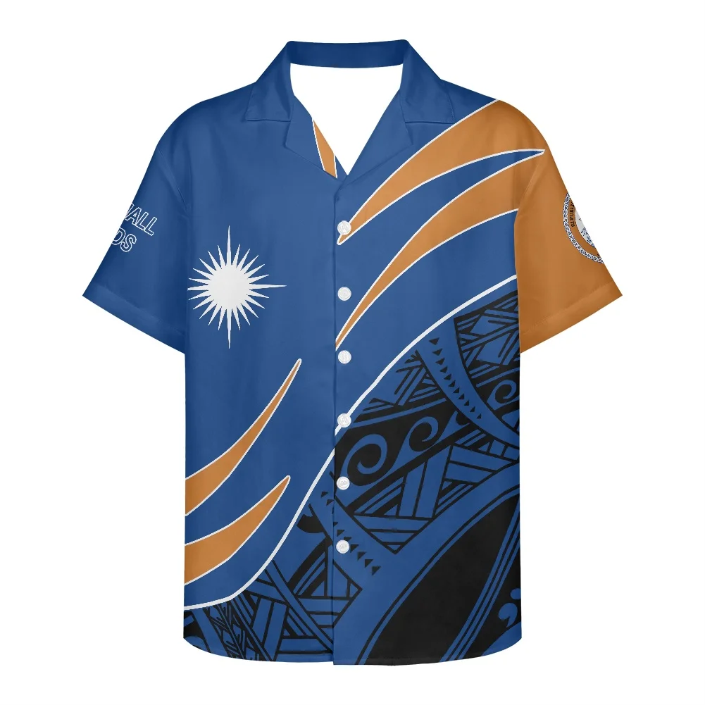 

New Men's Shirts Polynesian Traditional Tribe Print Nauru Logo 2022 Summer Spring And Summer Clothes Short-Sleeved Men's Shirts