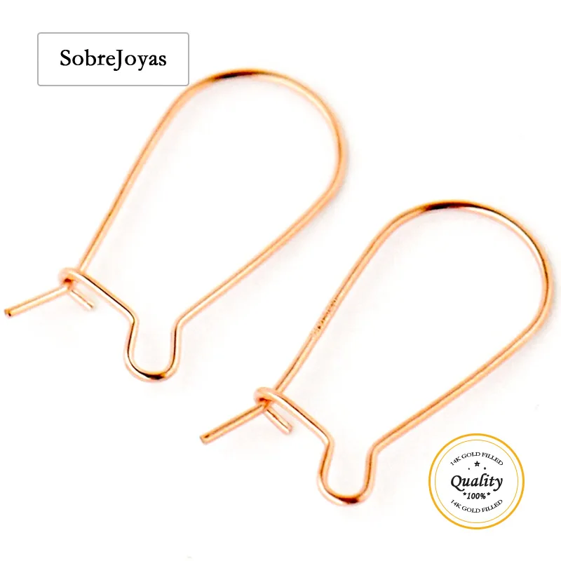 14K الذهب الوردي معبأ الكلى سلك الأذن 24 مقياس مكونات القرط بالجملة السائبة Findings بها بنفسك النتائج مجوهرات