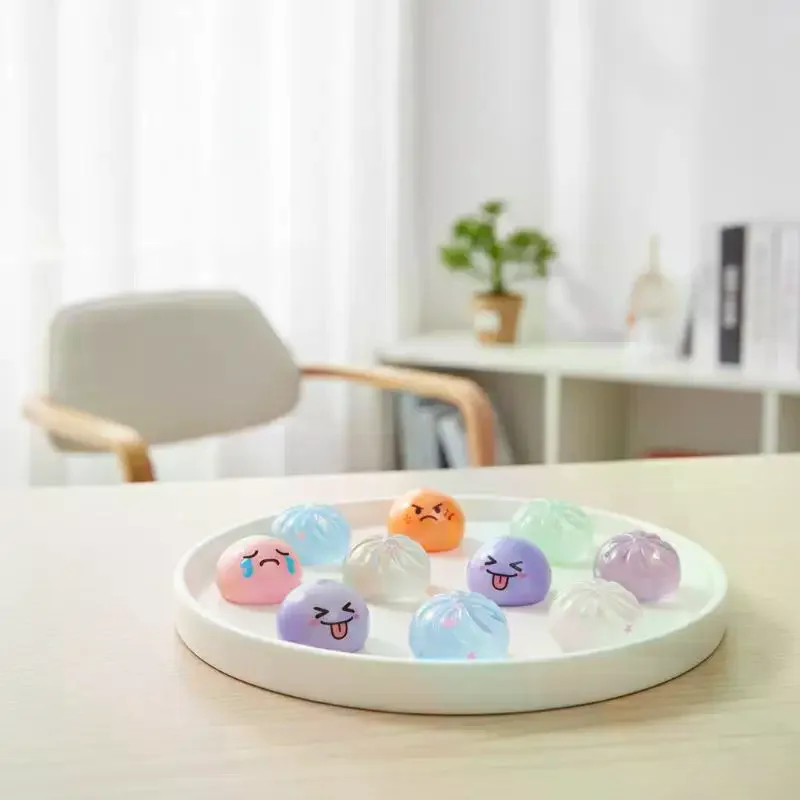 3/4Pcs Kitchen Party Favor Gift Mini Cute Stress Balls With Creative Transparent Dumpling Shape For Home Desk Decor