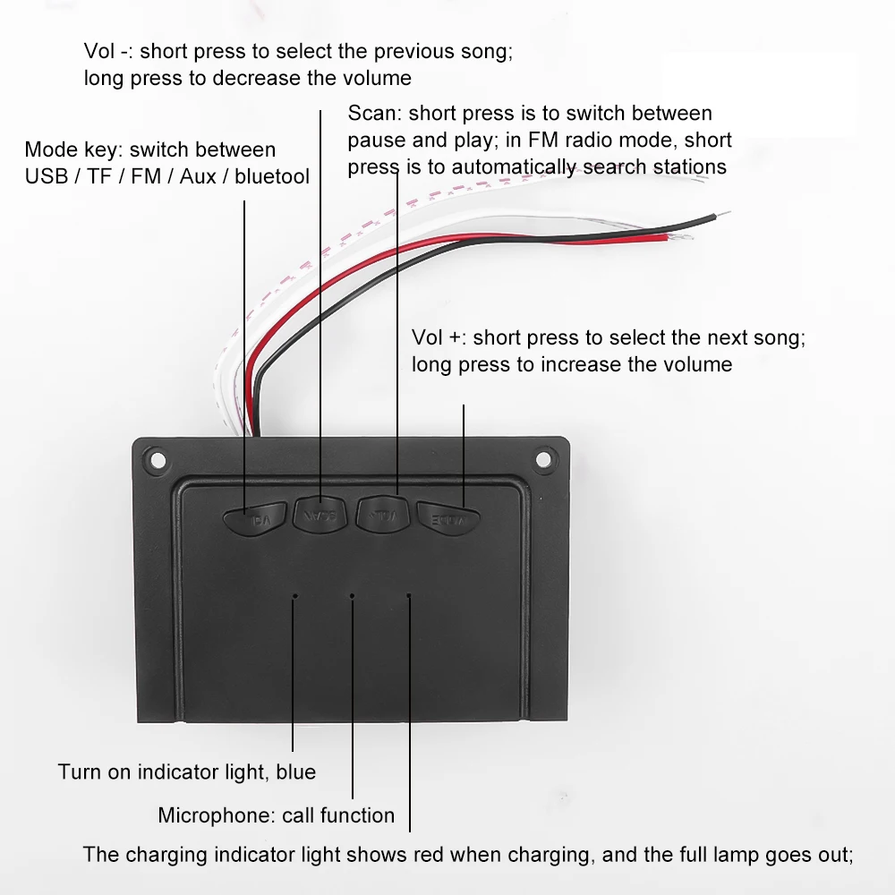 Handsfree 5W Amplifier MP3 Decoder Board 10W Bluetooth 5.0 DC 5V Car Kit MP3 Player FM Radio Module TF USB AUX Call for Speaker