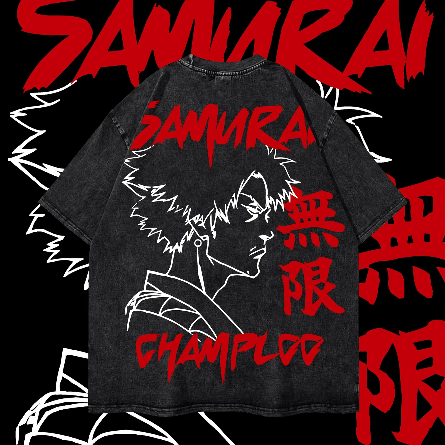 Camiseta con estampado de Anime para hombre, camiseta Retro con gráfico samurái Champloo Mugen, ropa de calle Y2K de verano, camisetas de algodón lavada para hombre, ropa