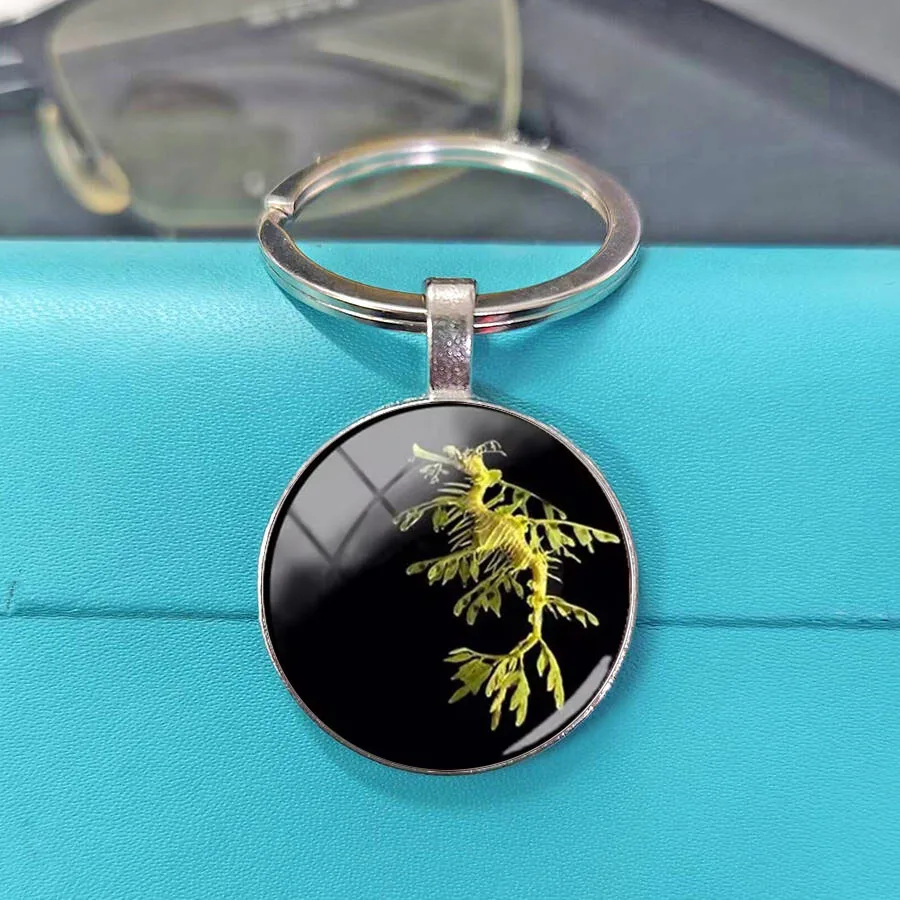 Colorful color scheme design, seahorse pattern, metal keychain, daily niche gift, good item