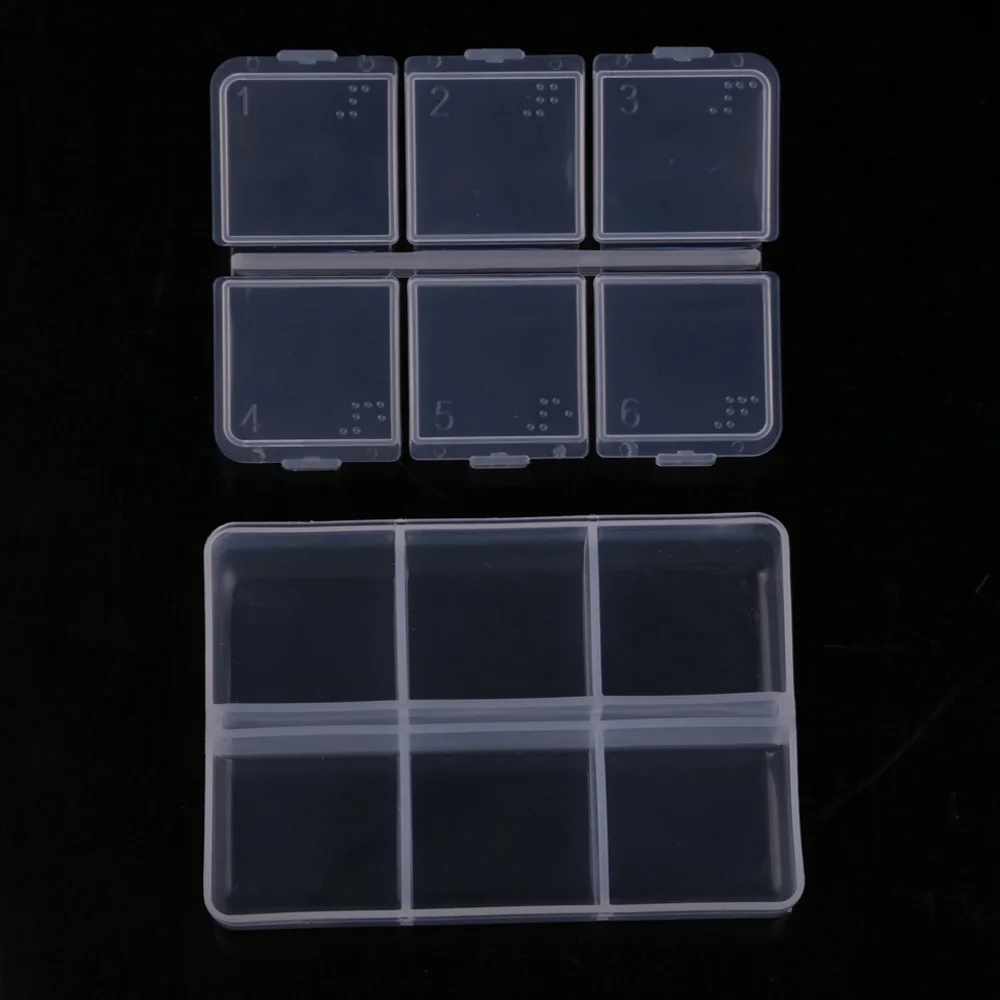 6 Grids Jewelry Container Sealed Stationery Braille Holder Broken-resistant Spare Storage Beads Portable Medicine Box