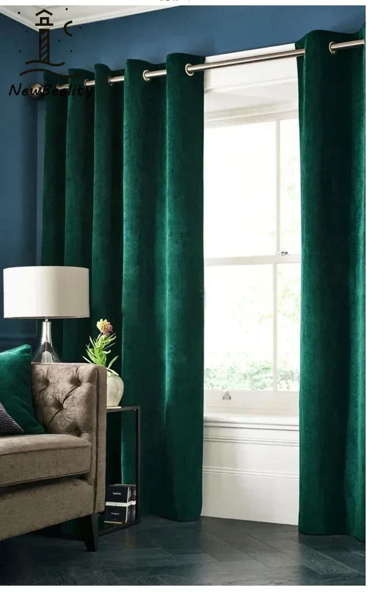 Velvet Curtains Royal Blue Thick solid for dinning Living room Bedroom Villa  Window decor door Blackout Cortinas Divider Cloth