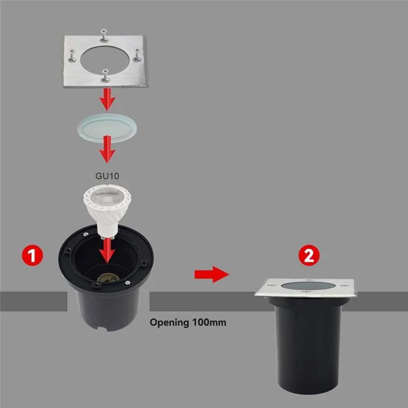 COME Outdoor Landscape Square GU10 Floor Lamp - Underground Lamp Housing For GU10 Bulb Casing