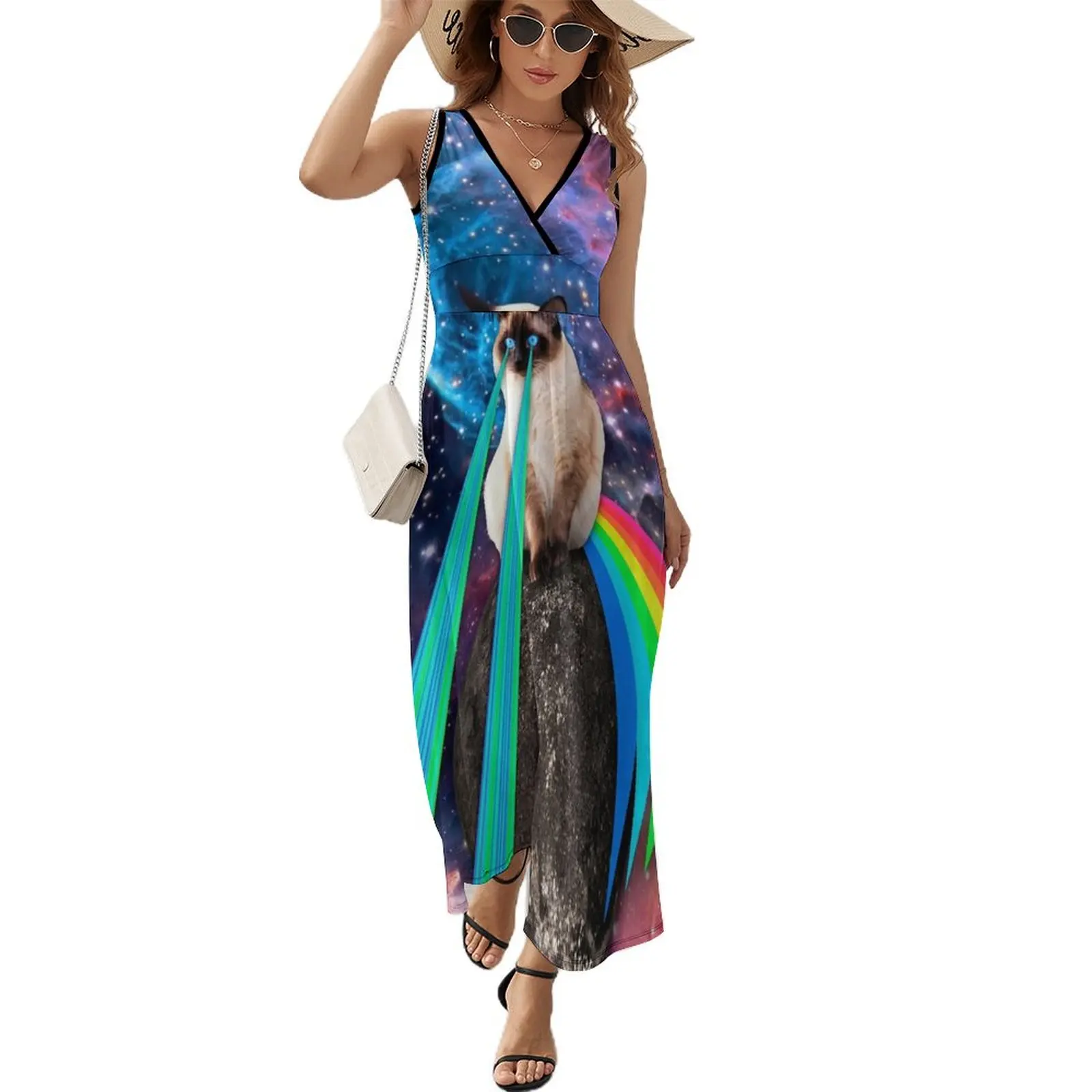 SIAMESE LASER CAT Sleeveless Dress Women long dress women's dresses luxury