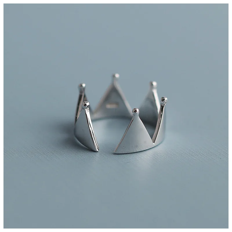 

Новая мода, милая простая корона, стерлинговое серебро 925 пробы, индивидуальные темпераментные геометрические изысканные открывающиеся кольца R332