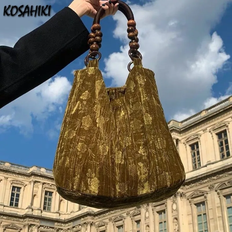 Streetwear Harajuku Embossing Top-Handle Bags Luxury Design Women Y2k Aesthetic Chic Clutches Vintage Grunge Purses and Handbags