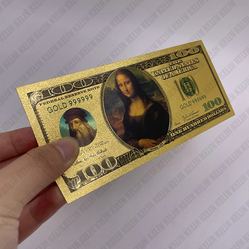 

Italy Da Vinci Mona Lisa Smile 100 US Dollar Gold Banknote Collection and Home Decoration Souvenir Christmas Gift