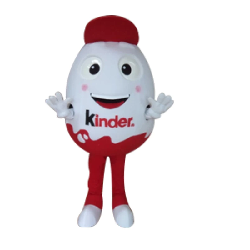 Disfraz de Mascota Humpty Dumpty Adorable con Diseño de Huevo de Gallina, Blanco y Rojo, con Cara Feliz y Sombrero Rojo Pequeño para Halloween
