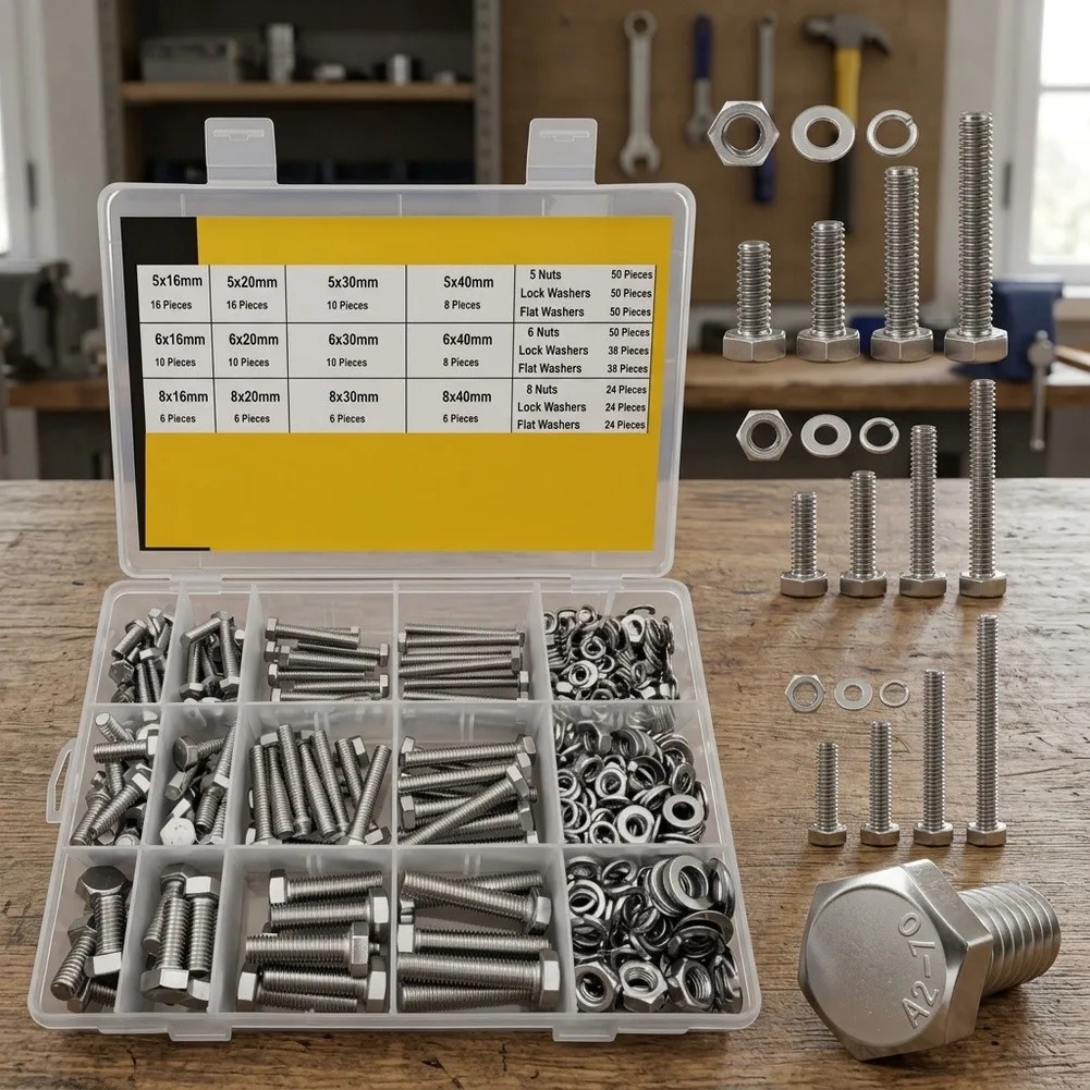 Black 304 Stainless Screw Set Stainless Steel Fastener Set Marine Grade Fasteners Secure Fit Design Organized Compartment Box