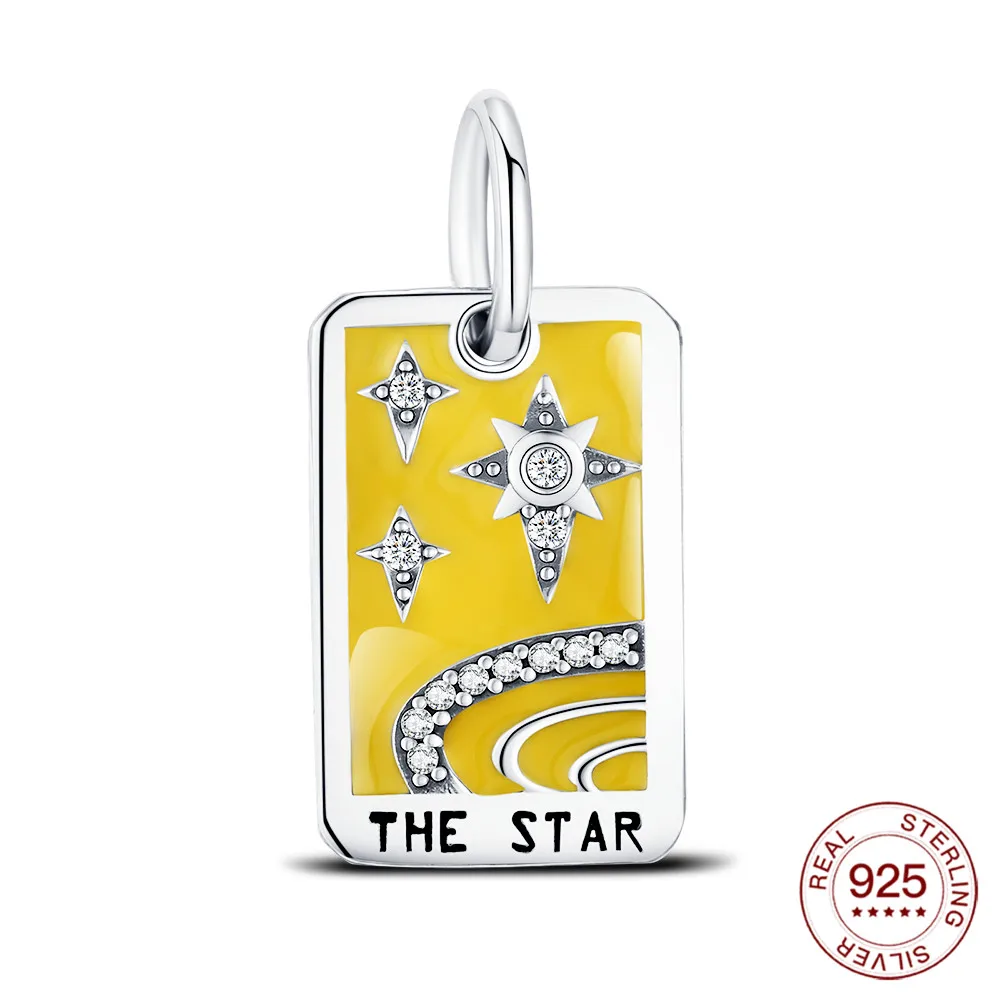 925 Sterling Silver Charm Tarot Card Number 17 Star Bead Original Bracelet Fashionable Jewelry For Women Daily Wear Holiday Gift
