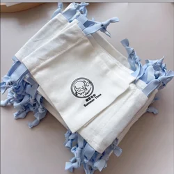 Custom Logo Cotton Drawstring Pouch Gift Bags Jewelry Packaging Earring Ring Necklace Gift Packaging