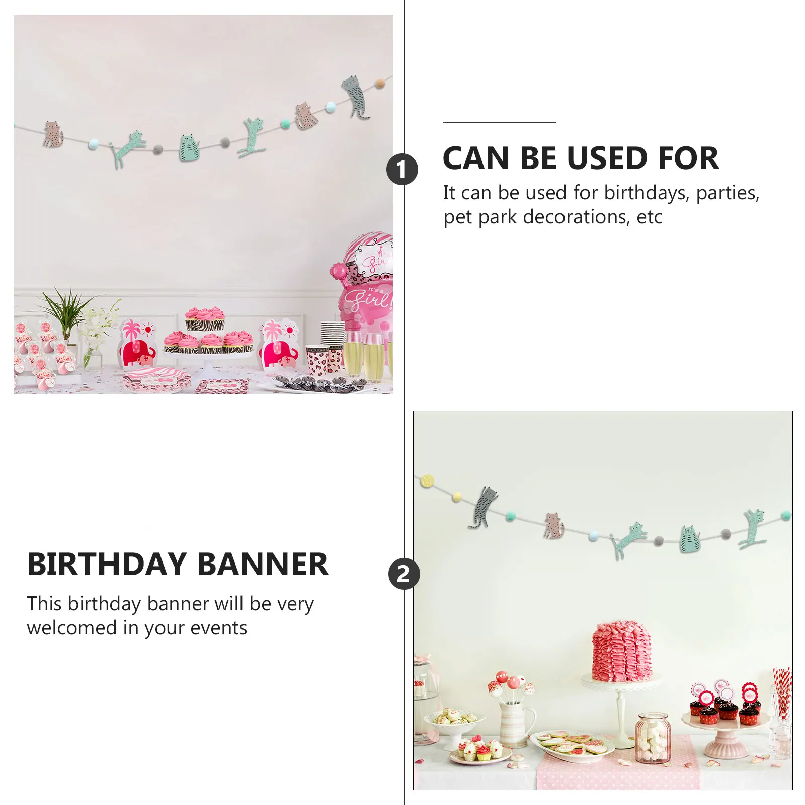 

2pcs Hanging Decoration Birthday Theme Birthday Celebration Banner Party Decorative Banner For Home Decoration Party Supply