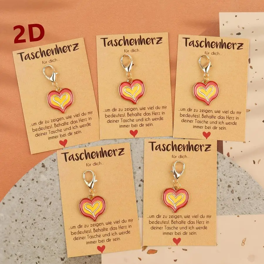1/5/10/20/50/100pcs 2D Flat, /s Heart-shaped Keychain, 2D Flat Design, Heart-shaped Pendant Suitable for Women, with Lobster Cla