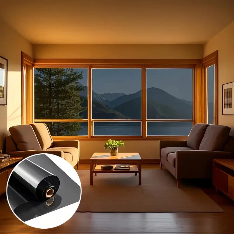 Static Adsorption One‑Way See Through Glass Film Sun Block Heat Insulation Anti‑Glare Privacy Window Sticker for Home Office