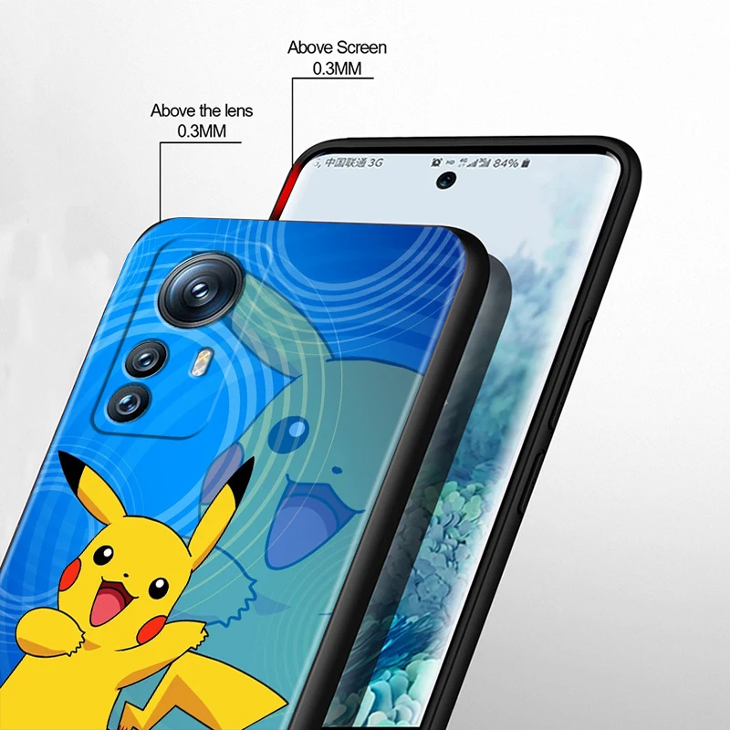 P-Pikachus Cartoon P-Pokemones Coque de téléphone souple noire, Xiaomi Mi 13T 13 12T 12 11T 11i 11 A3 10T 10 9 Pro Lite Ultra 5G