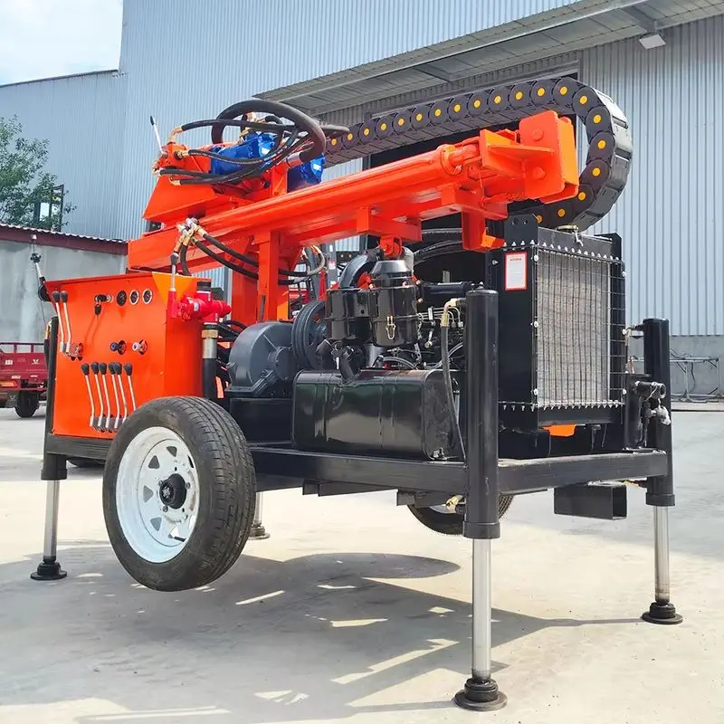 Customized Hydraulic Portable Wheeled Drill 150m 200m Deep Well Water Well Drilling Rig