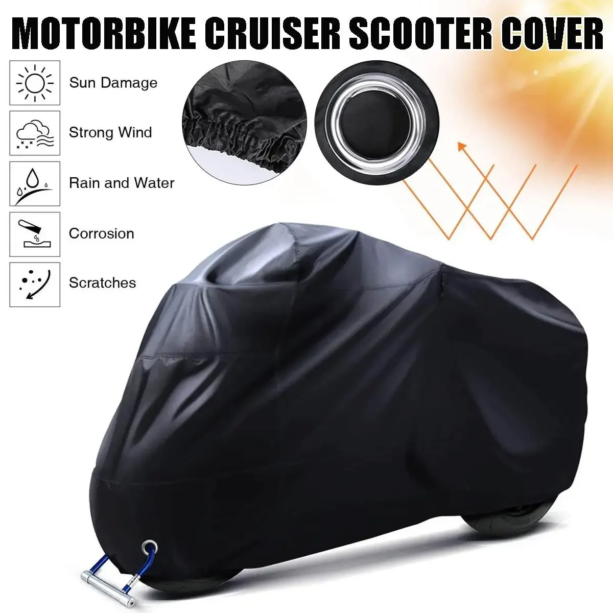 L/XL/2XL/3XL Motorcycle Scooter Cover Anti-UV Protector Waterproof Dust-proof Outdoor Indoor Protection Universal