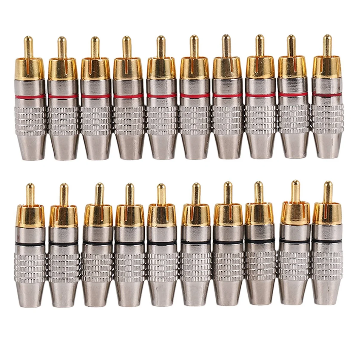 WHQT 20 Pcs RCA Plug Audio Video Locking Cable Connector Gold Plated