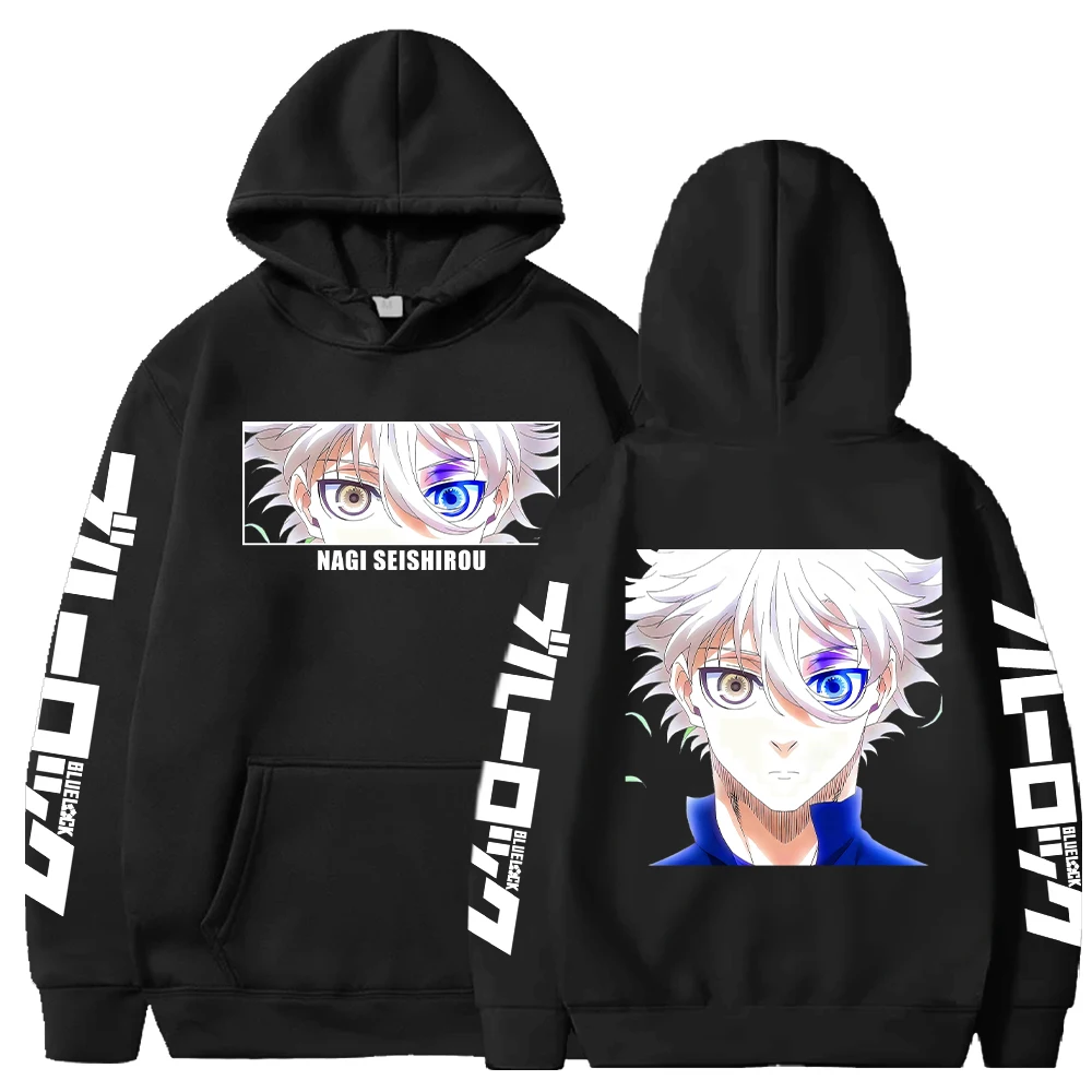 هوديز بطباعة أنيمي للرجال والنساء ، قفل أزرق ، Nagi Seishiro ، مريح ، صوفي ناعم ، ملابس شارع كاجوال ، بلوزات ، خريف ، شتاء #2