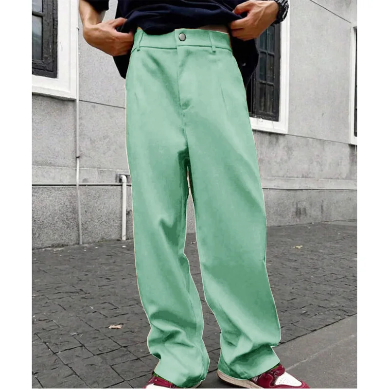2026 New Men's High Waist Wide Leg Pants Loose Fit Solid Color Trousers Classic Slim Fit Business Work Formal Baggy Pant image 3