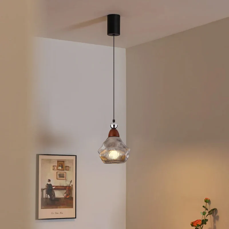 French Medieval Style Restaurant Chandelier Modern Bar Three-headed Glass Chandelier Bedside Pendent Lamp Indoor Lighting Decor