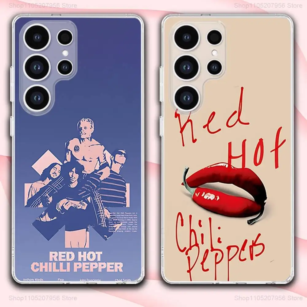 

R-Red Hot C-Chili Pepperss For Samsung A30,71,51,S9,10,20,Ultra,FE,Lite,S25,24,22,23,21,PIus,Transparent, Silicone Phone Case