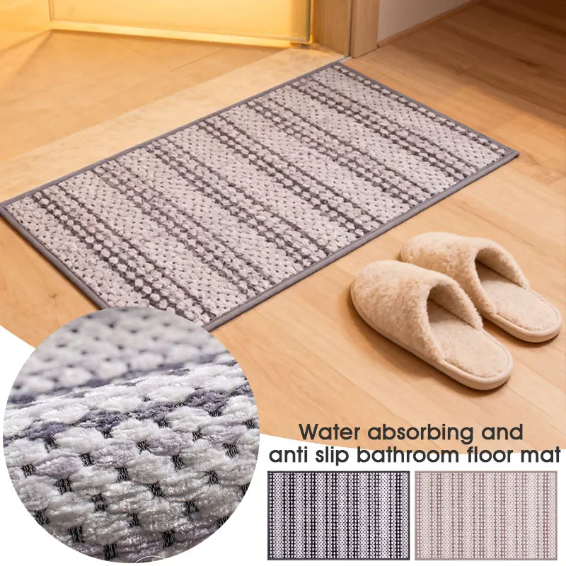 

Bath Mat Absorbent Non-Slip Quick Dry Bathroom Rug for Shower Toilet Floor Soft Plush Microfiber Waterproof Backing Carpet