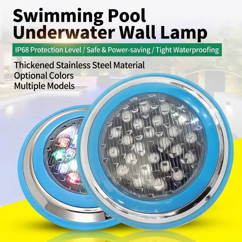 24W LED Underwater Pool Light IP68 Waterproof Stainless Steel ABS Housing Remote Control Multi Color Luxury Durable Swimming