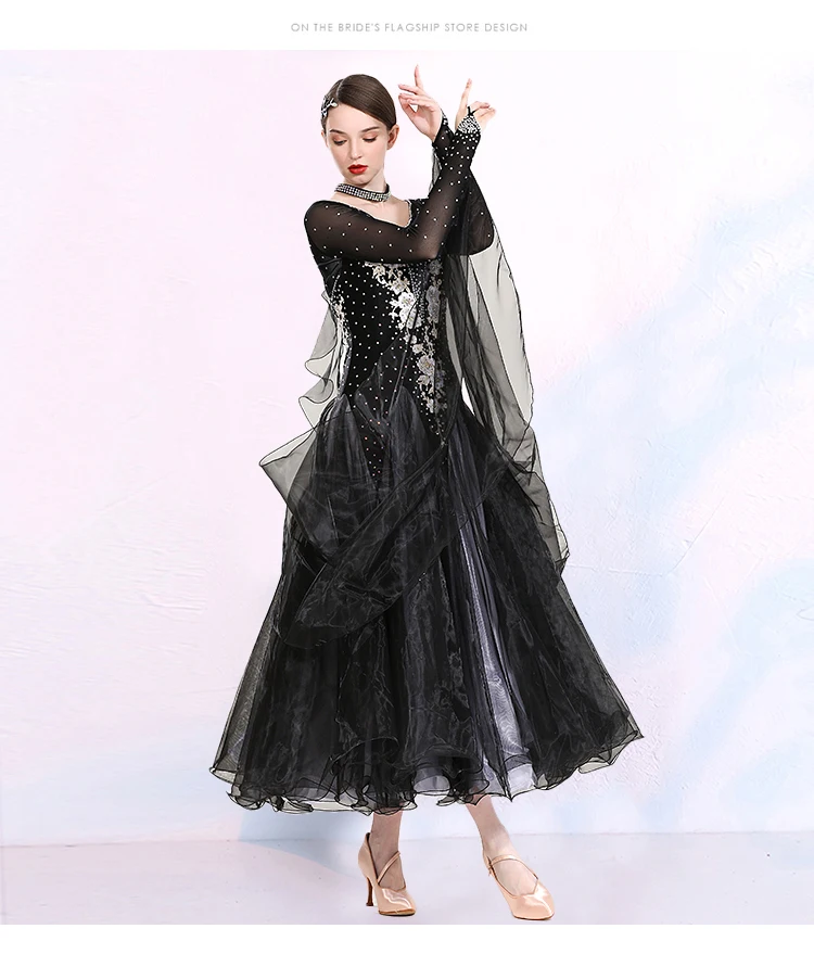 Customized Women's Adult Latin Standard Dance Jazz Modern Dance Costume Evening Party Advanced Dress Waltz Competition  Dress