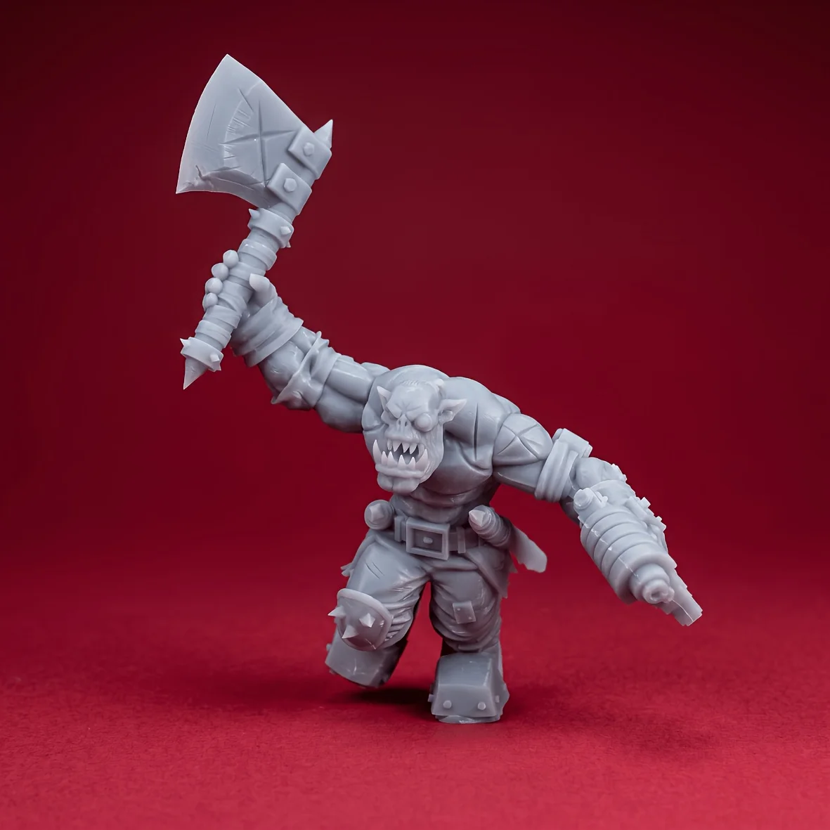 Fantasy Orc Warrior Miniature Set, Unpainted 3D Printed Models for Tabletop RPG and Collecting