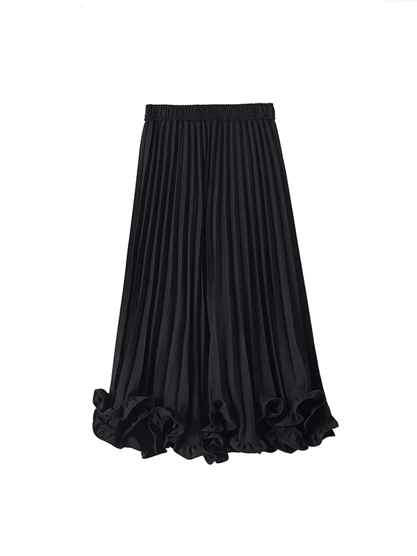 Ijs Zijde Bloemblaadje A-lijn Rok Dames Zomer Dunne High-End Gevoelens Plooirok Koreaanse Sle Woon-werkverkeer Casual Polyestervezel