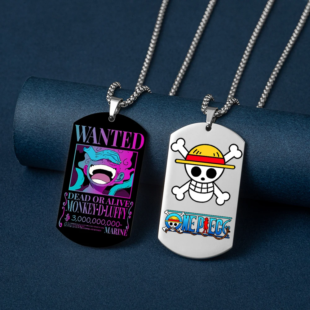 Anime Necklace Wanted Luffy Zoro Double Sided Color Printed Stainless Steel Dog Tag Pendant For Fans Women Men Jewelry