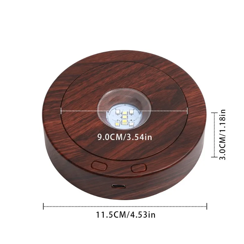 LED Crystal Rotating Lamp Holder Colorful White Light Rotating Multi-modes USB Display Base