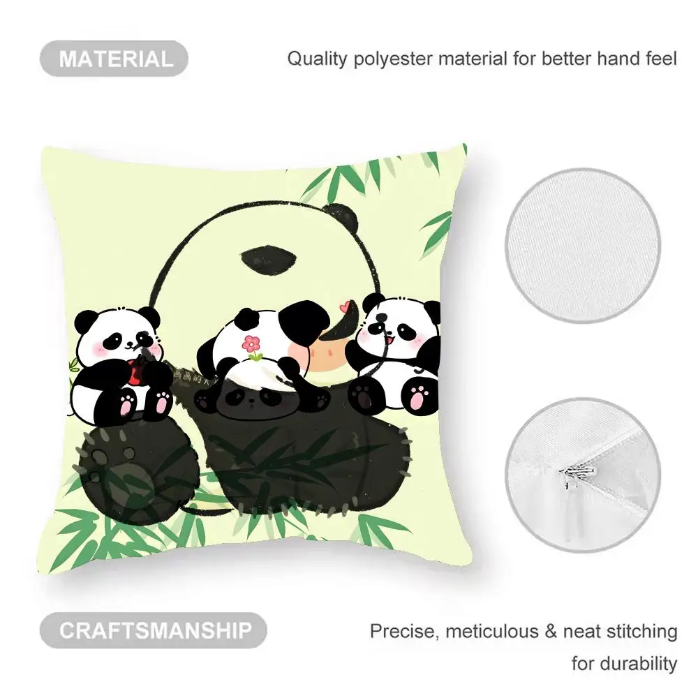 panda Cushion Cover Anti-dustmite Pillowcase Invisible zipper silky short plush Sofa cushion cover