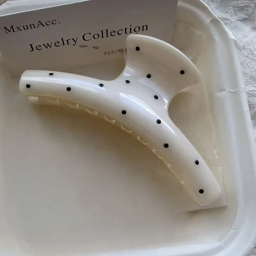 2 قطعة البولكا الكورية نقطة قوس هندسية مثلث الملتوية مشبك شعر كليب المرأة ذيل حصان كبير حامل القرش المشبك إكسسوارات الشعر #2