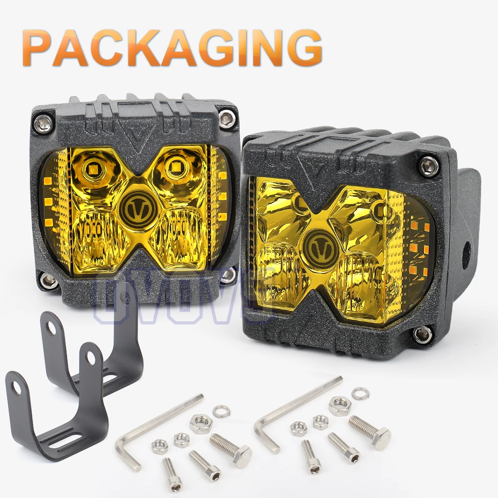 

OVOVS Мини-дюймовый 12 В светодиодный рабочий фонарь Светодиодные внедорожные фары Боковой шутер Желтый объектив для грузовика ATV RZR UTV Jeep Ford SUV